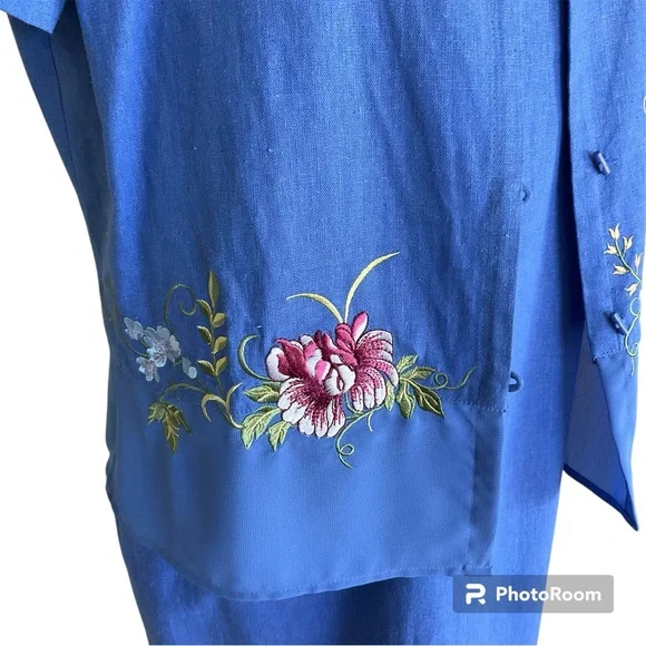 Vintage Y2K Embroidered Maxi Dress with Short Sleeve Mandarin Collar Jacket 8 - Picture 7 of 16